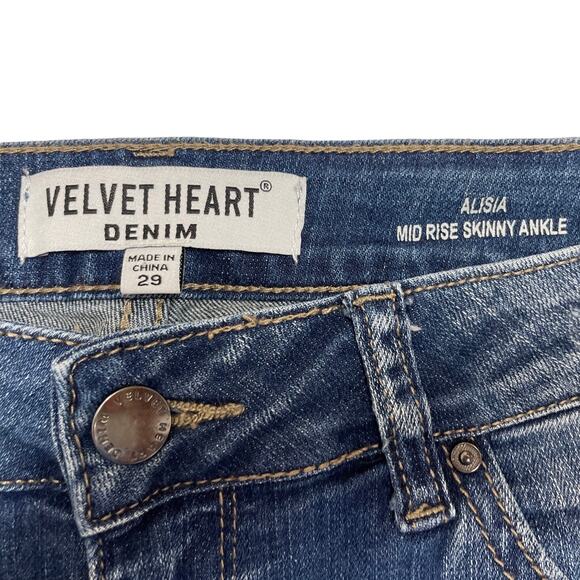 Velvet Heart Denim Alisia, Mid Rise Skinny Ankle Jeans Distressed Size 29 - Picture 3 of 7